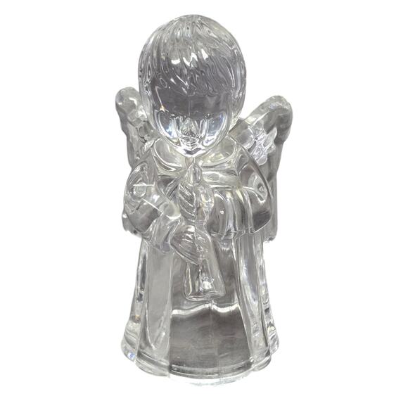Mikasa Crystal Leaded Glass Sweet Cherub Angel Blowing Horn Candle Stick Holder - Picture 1 of 11